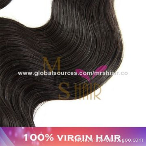 Unprocessed 6A Peruvian Virgin Hair Body Wave Human Hair Weave, Natural Black